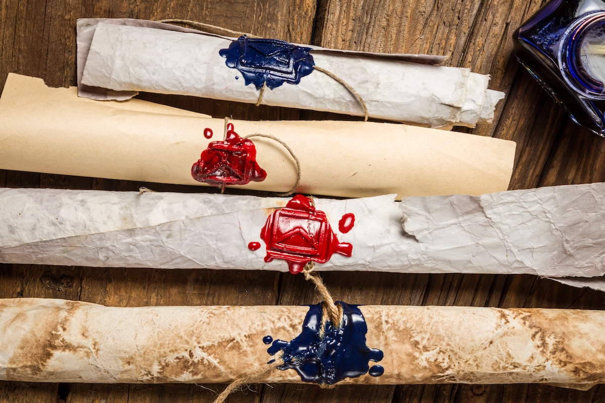 scroll-with-the-envelope-symbol-imprinted-in-seali